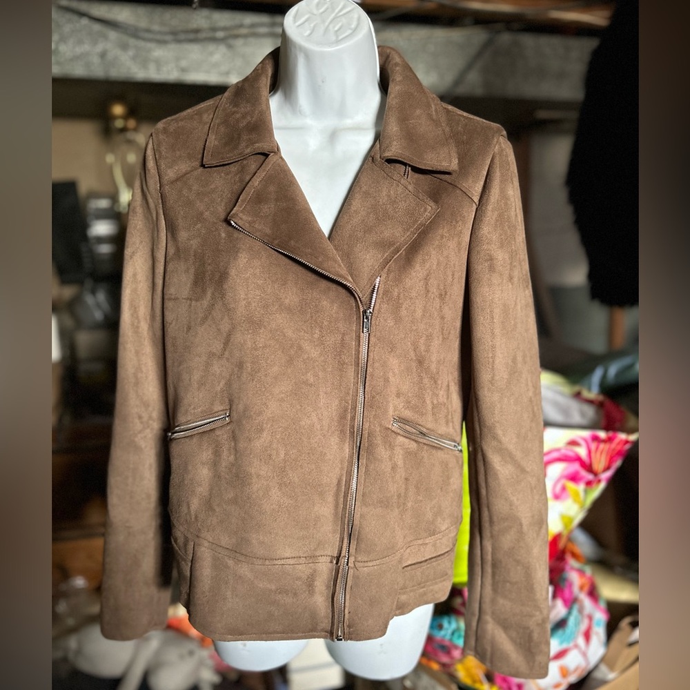JustFab Women’s Beige Suede Blazer Jacket